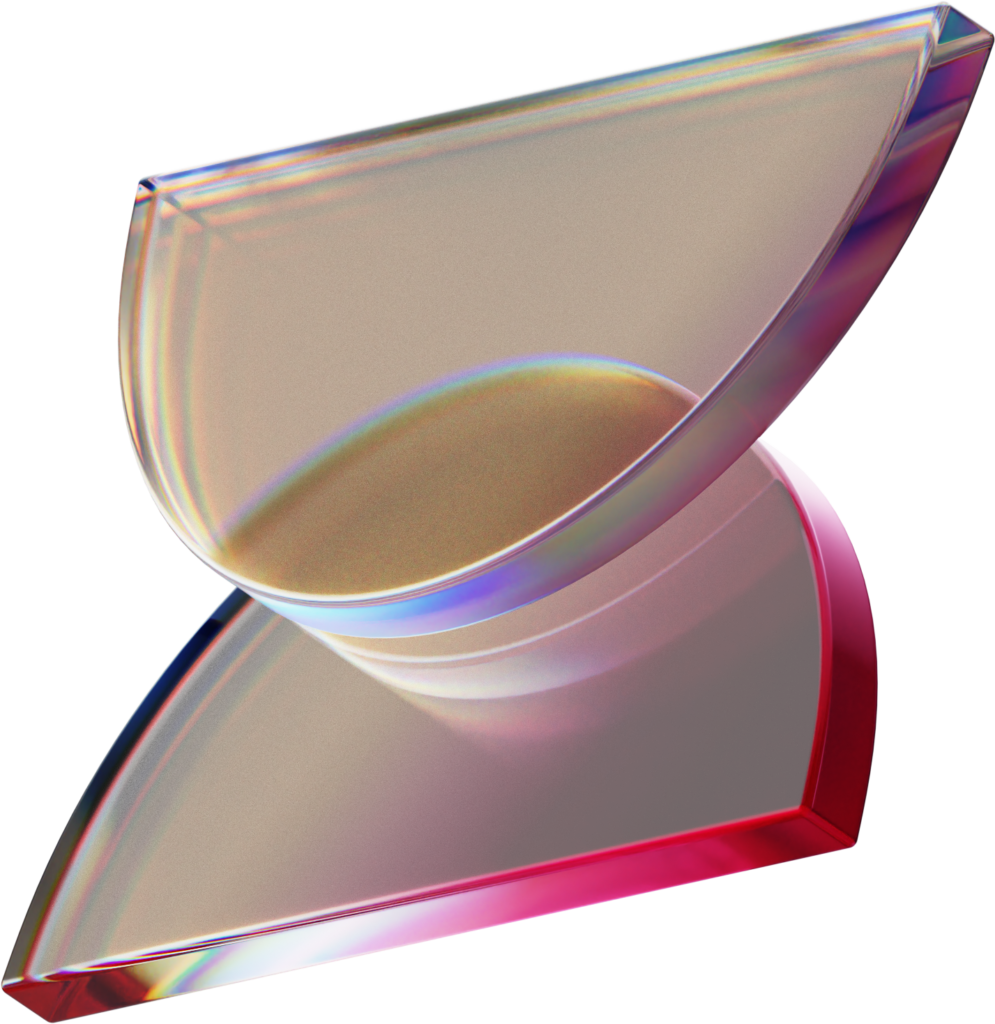 Gráfico decorativo 3D estilo cristal para interfaces de tecnología e inteligencia artificial.